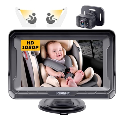 DoHonest Baby Car Camera HD 1080P - Rear-Facing Car Baby Monitor with Night Vision, Adjustable View Angle, Easy Setup, Anti-Glare Display, Safety for Kids & Infants