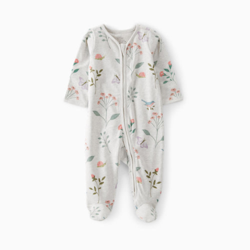 Organic Cotton Sleep & Play Pajamas - Botanical Butterfly Print (Newborn)