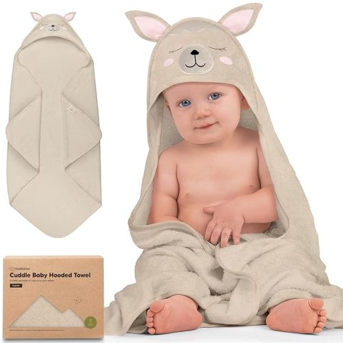 KeaBabies Baby Hooded Towel - Viscose Derived from Bamboo Baby Towel, Toddler Bath Towel, Infant Towels, Large Hooded Towel, Soft Baby Towels with Hood for Girls, Babies, Newborn Boys (Alpaca)
