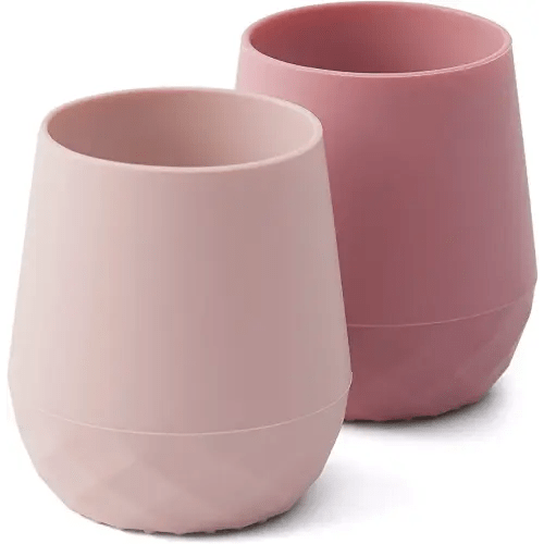 SAMiGO Silicone Baby Cups for 6-12 Months Infants - Tiny Open Cups - Training Cups for Baby Led Weaning - Set of 2 Drinking Cups