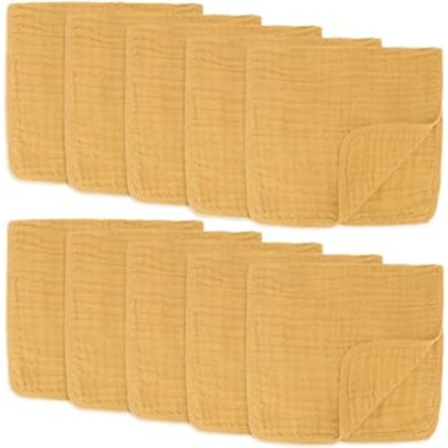 Comfy Cubs Muslin Burp Cloths Large 100% Cotton Hand Washcloths for Babies (Turmeric 10-Pack, 20" X 10")