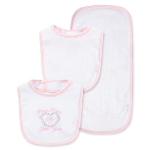 Little Me Baby Boys and Girls 100% Cotton 3-Piece Bib and Burp Sets, 2 Bibs and 1 Burp Cloth