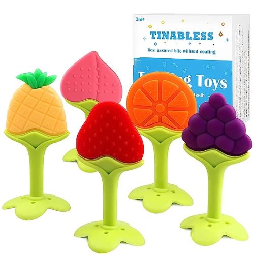 Teething Toys (5 Pack) - Tinabless Infant Teething Keys Set, BPA-Free, Natural Organic Freezer Safe for Infants and Toddlers, Silicone Baby Teethers - 5 Packs