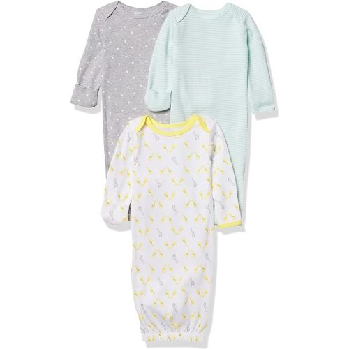 Simple Joys by Carter's Baby 3-Pack Neutral Cotton Sleeper Gown - Newborn - Grey/Green/Yellow