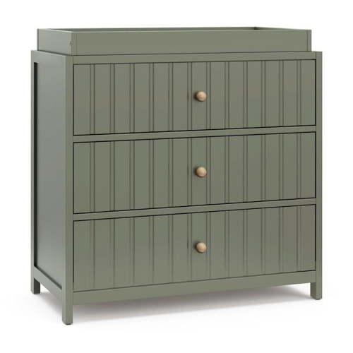 Graco Teddi 3 Drawer Dresser with Infant Changing Topper, Olive