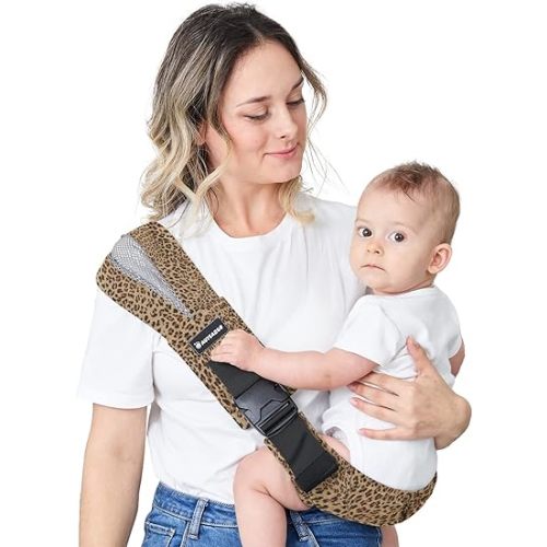 Toddler Sling, Ergonomic Baby Sling Carrier with Adjustable Strap, Soft Padding & Non-Slip Hip Seat, Perfect for Infant and Toddler(7-44 lbs), Leopard