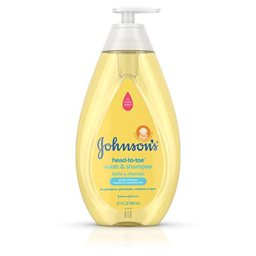 Johnson's Head-To-Toe Gentle Baby Wash & Shampoo, Tear-Free, Sulfate-Free & Hypoallergenic Bath Wash for Baby's Sensitive Skin & Hair, pH Balanced, Washes Away 99.9% Of Germs 27.1 fl. oz