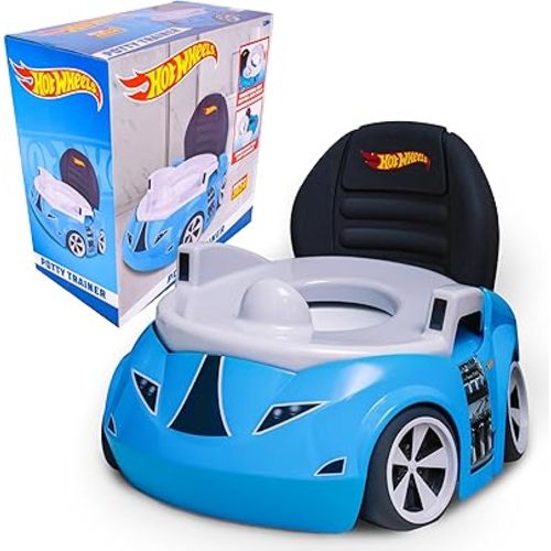 Hot Wheels Blue Race Car Potty Training Toilet, Includes Detachable Toddler Toilet Seat and Kids Potty, Ages 12 Months and Up