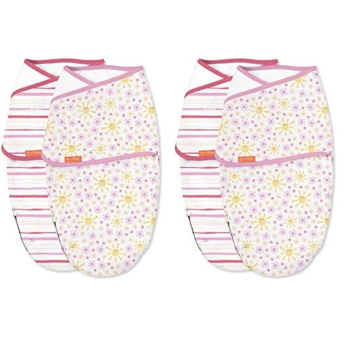 SwaddleMe Luxe Whisper Quiet Swaddle – Size Small/Medium, 0-3 Months, 2-Pack (You are My Sunshine) Extra-Soft Newborn Swaddle Wrap with Silent Fabric Closure and Bottom Zipper for Diaper (Pack of 2)