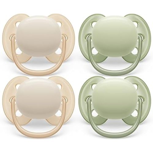 Philips Avent Ultra Soft Pacifier - 4 x Soft and Flexible Baby Pacifiers for Babies Aged 0-6 Months, BPA Free with Sterilizer Carry Case, SCF091/23