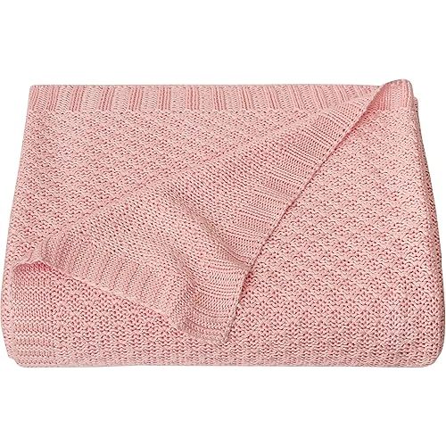 NTBAY Cooling Baby Blanket - Cable Knit Toddler Blanket - Rayon Derived from Bamboo, Soft and Breathable 30x40 Blanket, 30x40 Inches, Pink