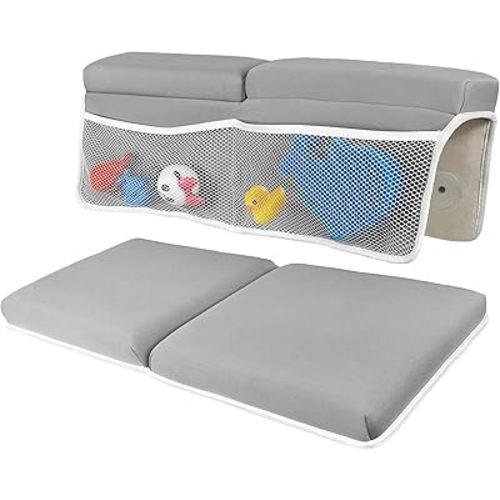 Baby Bath Kneeler and Elbow Rest Pad Set - Non-Slip Quick Dry Knee Pad for Bathing Babies and Bath Elbow Rest Pad with Pockets for Baby Bath Essentials