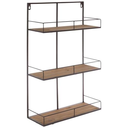 Brown Three-Tiered Wood Wall Shelf