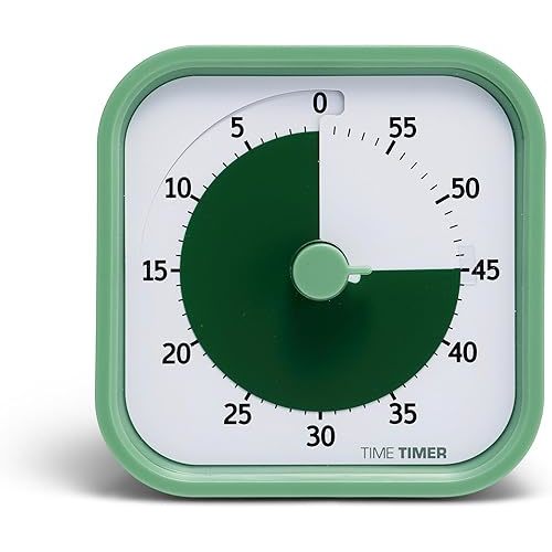 TIME TIMER Home MOD – 60-Minute Visual Timer, Home Edition, Silent Operation, for Homeschool Supplies, Study, Office & Meetings (Fern Green)