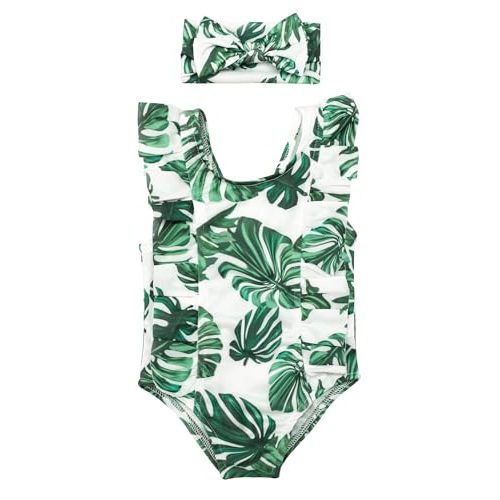 KANGKANG Baby Swimsuit Girl One Piece Swimsuit Cute Elegant Sunsuit Ruffled Swimwear Bathing Suits