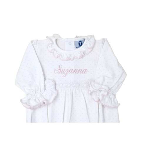 Pink Dot Pima Cotton Baby Princess Gown-Coming Home Outfit- Picture Gowns-Take Home-Pima Cotton Baby