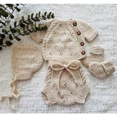 Gender Neutral Summer Spring Baby Coming Home Outfit | Newborn Coming Home Outfit | Baby Hospital Outfit | Hand Knit Newborn Summer Outfit