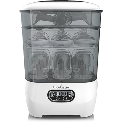 Baby Brezza Bottle Sterilizer and Dryer Advanced – 33% Faster - Largest Capacity Steam Sanitizer - Universal Sterilization Machine for All Bottles + Pump Parts - HEPA Air Filter