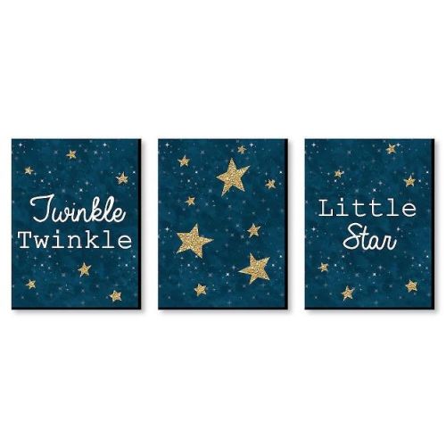 Big Dot Of Happiness Twinkle Twinkle Little Star - Baby Boy Nursery Wall Art & Kids Room Decorations - Gift Ideas - 7.5 X 10 Inches - Set Of 3 Prints
