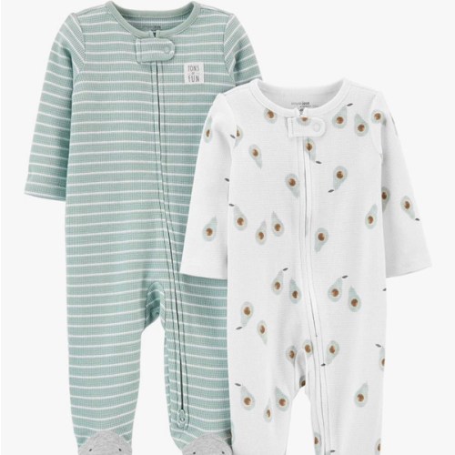 Simple Joys by Carter's unisex-baby 2-way Zip Thermal Footed Sleep and Play, Pack of 2