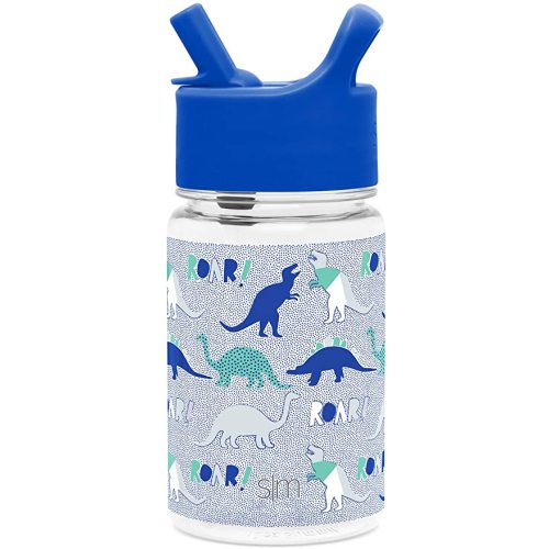 Simple Modern Kids Water Bottle Plastic BPA-Free Tritan Cup with Leak Proof Straw Lid | Reusable and Durable for Toddlers, Boys | Summit Collection | 12oz, Dinosaur Roar