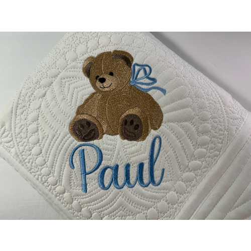 Teddy Bear Heirloom Baby Quilt, Personalized Baby Teddy Bear Heirloom Baby Quilt Keepsake Blanket; Baby Shower Gift, Newborn Keepsake Gift