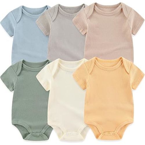 Newborn Baby Bodysuit Soft Ribbed Romper Infant Boy Girl Clothes Set 0-12 Months