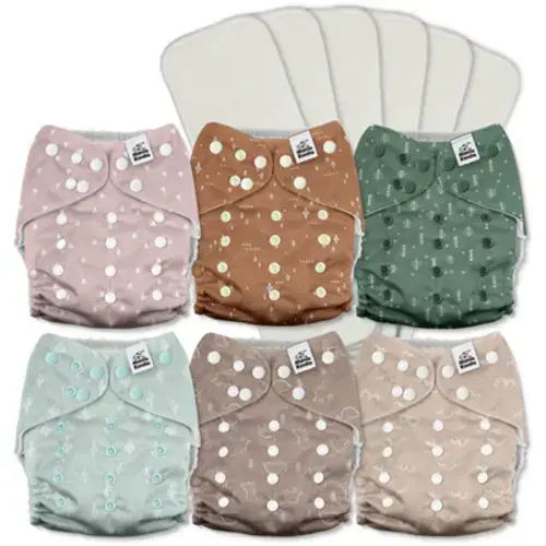 POCKET DIAPER 3.0 WITH INSERTS - 6 PACK(A-My Warm Heart)