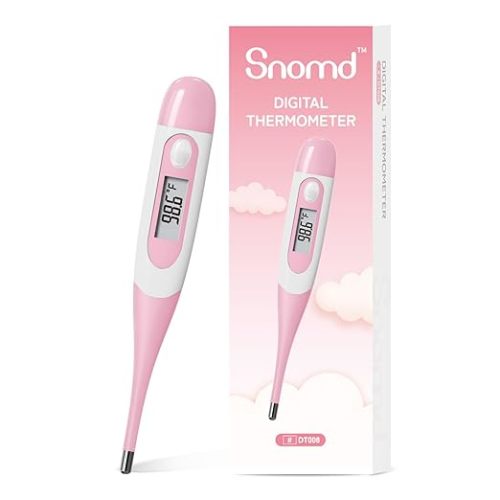 Clinical Digital Thermometer for Adults and Babies, Oral Armpit and Rectal Temperature Thermometer for Fever with Alarm, Flexible Tip