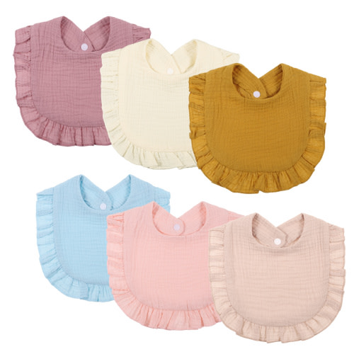 BUBABOX 6 Pcs Cotton Baby Bibs, Baby Snap Muslin Bibs, Cotton Baby Bibs, Adjustable Absorbent Breathable Bibs, Lace Fake Bandana Burp Bib Set, Soft Drooling Teething Cloth Bibs for Girls(Classic)