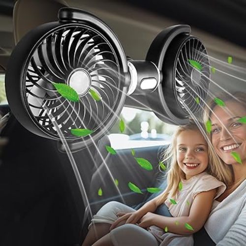 Car Backseat Fan for Backseat Kids, Dual Head Usb Headrest Fan for Car Backseat Kids