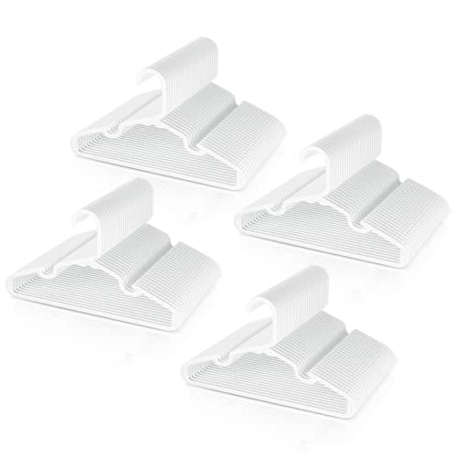 VILICK Baby Hangers for Closet, 100 Pack Thin & Hard Plastic Kids Hangers Toddler Hanger for Infant Child Clothing, Childrens Hanger Ideal for Boys and Girls Closets, Pants, Coats, and More, White