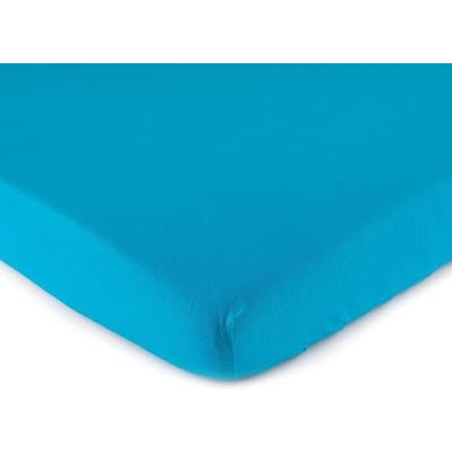 SheetWorld Fitted 100% Cotton Jersey Portable Mini Crib Sheet 24 x 38, Turquoise, Made in USA