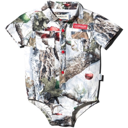 Magellan Outdoors Infant Laguna Madre Boat Short Holiday MO Snowdrift Onesie