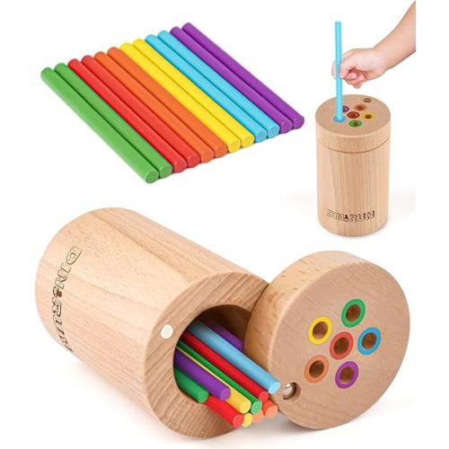 DINORUN Toddler Toys Montessori Toys for 1 2 3 Year Old Color Matching Fine Motor Toys for Toddlers 1-3 Sensory Toys Wooden Educational Toys for 1 Year Old