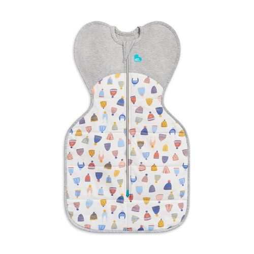 Love to Dream Swaddle UP Warm 2.5 TOG, White Happy Hats, Small, 8-13 lbs, Dramatically Better Sleep, Allow Baby to Sleep in Preferred Arms Up Position for Self-Soothing, Snug Fit Calms Startle Reflex