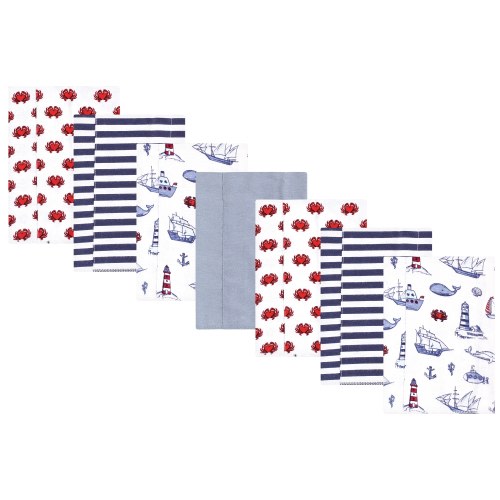 Hudson Baby Flannel Burp Cloth 7pk, Lighthouse, One Size - Lighthouse 7 Pack - One Size