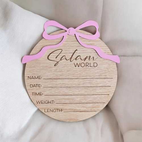 Salam World Baby Announcement Sign, Muslim Baby Gift