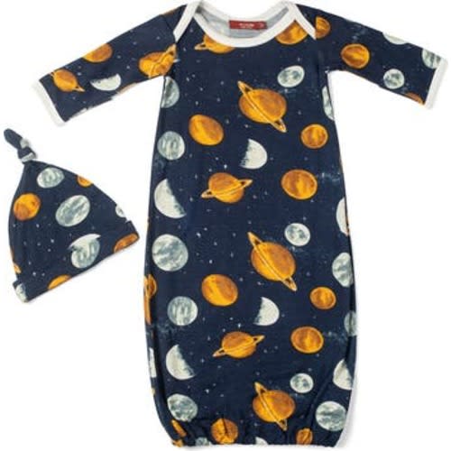 Newborn Gown and Hat Set, 0-6M
