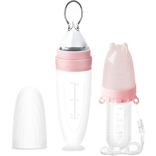Termichy Baby Food Dispensing Spoon: Squeeze Feeder Dispenser for Baby - Self Feeding Bottle Spoon