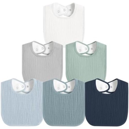 Muslin Baby Bibs for Boys Girls, Soft Cotton Baby Drool Bibs, Drooling and Teething Bibs for Infant, Newborn