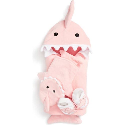 Let the Fin Begin Hooded Terry Robe, Bath Mitt & Slippers Set