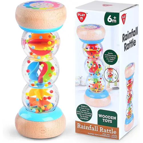 Rainmaker - 7 inch Wooden Rain Stick Montessori Toys for Babies 6-12 Months,Baby Rattle Shaker Sensory Developmental Toy,Raindrops Musical Instrument baby musical toys for 1 year old toddler kids