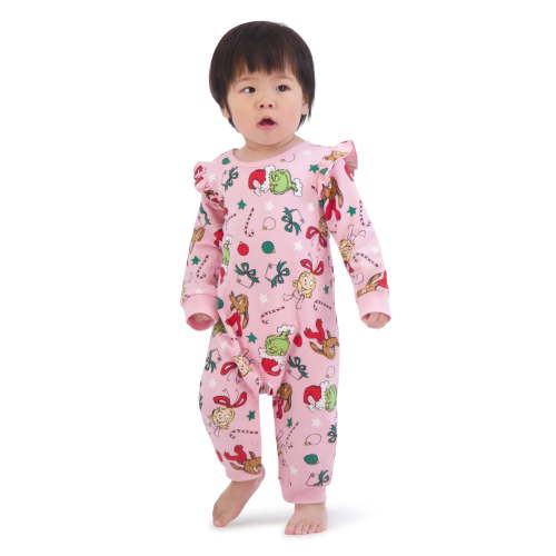 Dr.Seuss Baby Girl Grinch Printed Coverall, Sizes 0-24 Months