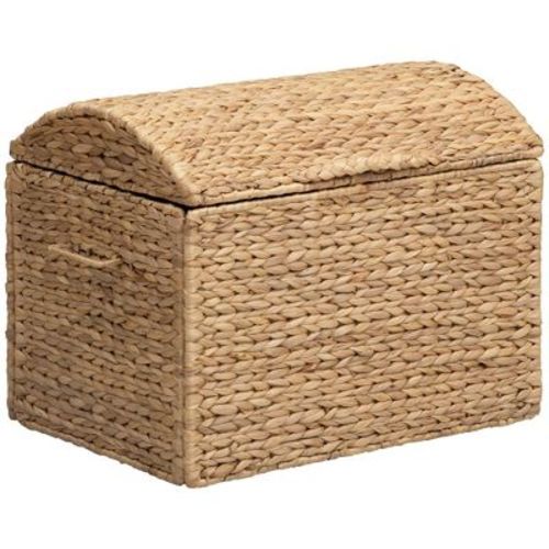 eHemco Heavy-duty Water Hyacinth Wicker Storage Trunk with Metal Frame and Arch Lid, 20.5 by 14.5 by 16 Inches, Natural