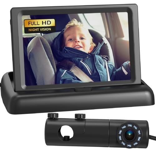Grownsy Baby Car Camera,4.3" HD Display Baby Car Mirror with Night Vision Feature,Wide Clear View