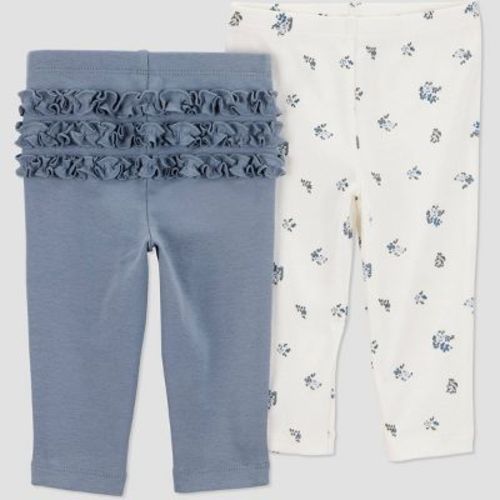 Carter's Just One You® Baby Girls' 2pk Floral Ruffle Pants - Blue 24M