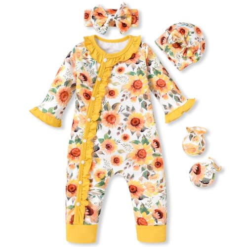 Aalizzwell Baby Girls Romper Outfit Fall Winter Clothes with Accessories