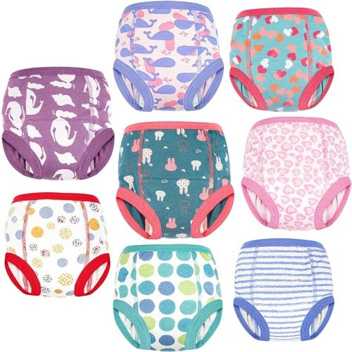 MooMoo Baby 8 Packs Potty Training Pants Cotton Absorbent Training Underwear for Toddler Boy and Girls 2T-9T