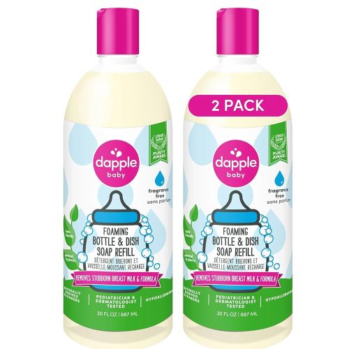 Dapple Baby Foaming Dish Soap, Refill, Unscented, 2x30oz